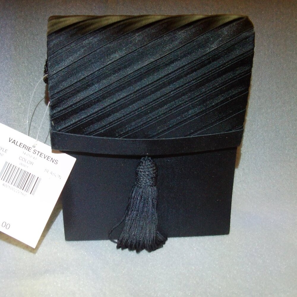 NWT Valerie Stevens- Black Satin Evening Bag